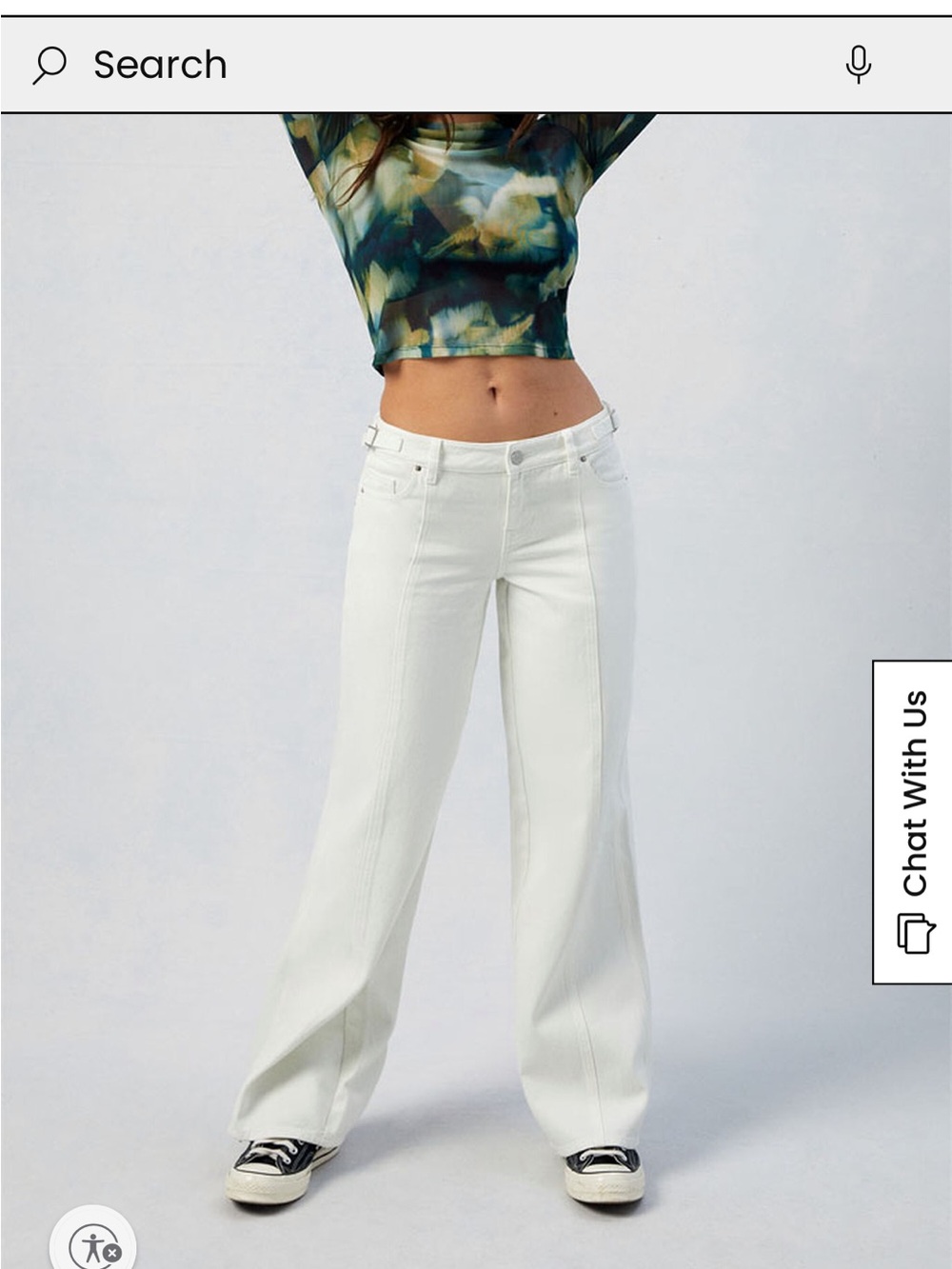 PacSun White Wide-Leg Jeans with Front Seam